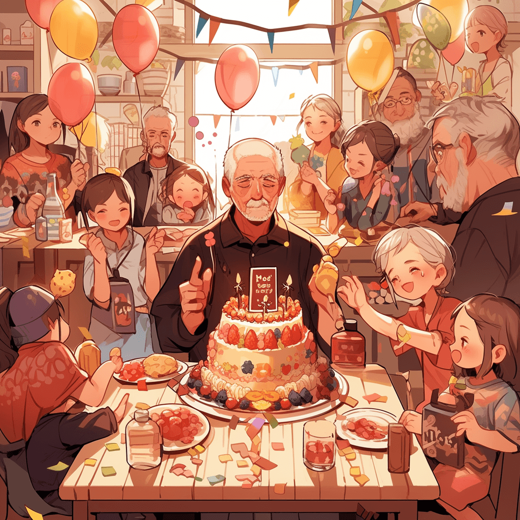 Intermediate Chinese reading practice a family celebrating grandfather’s birthday